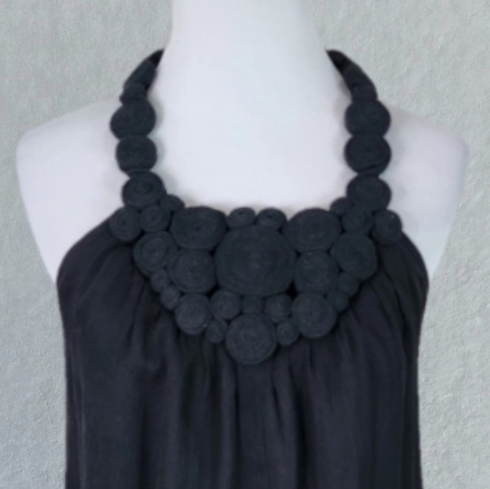 INC Women's 100% Silk Black Halter Sleeveless Top With Chifon Size 14 NWT - Picture 8 of 8